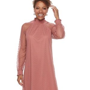 Nina Leonard lace mock neck dress NWT